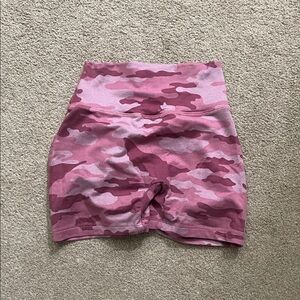 Pink Camo High-Waisted Shorts
